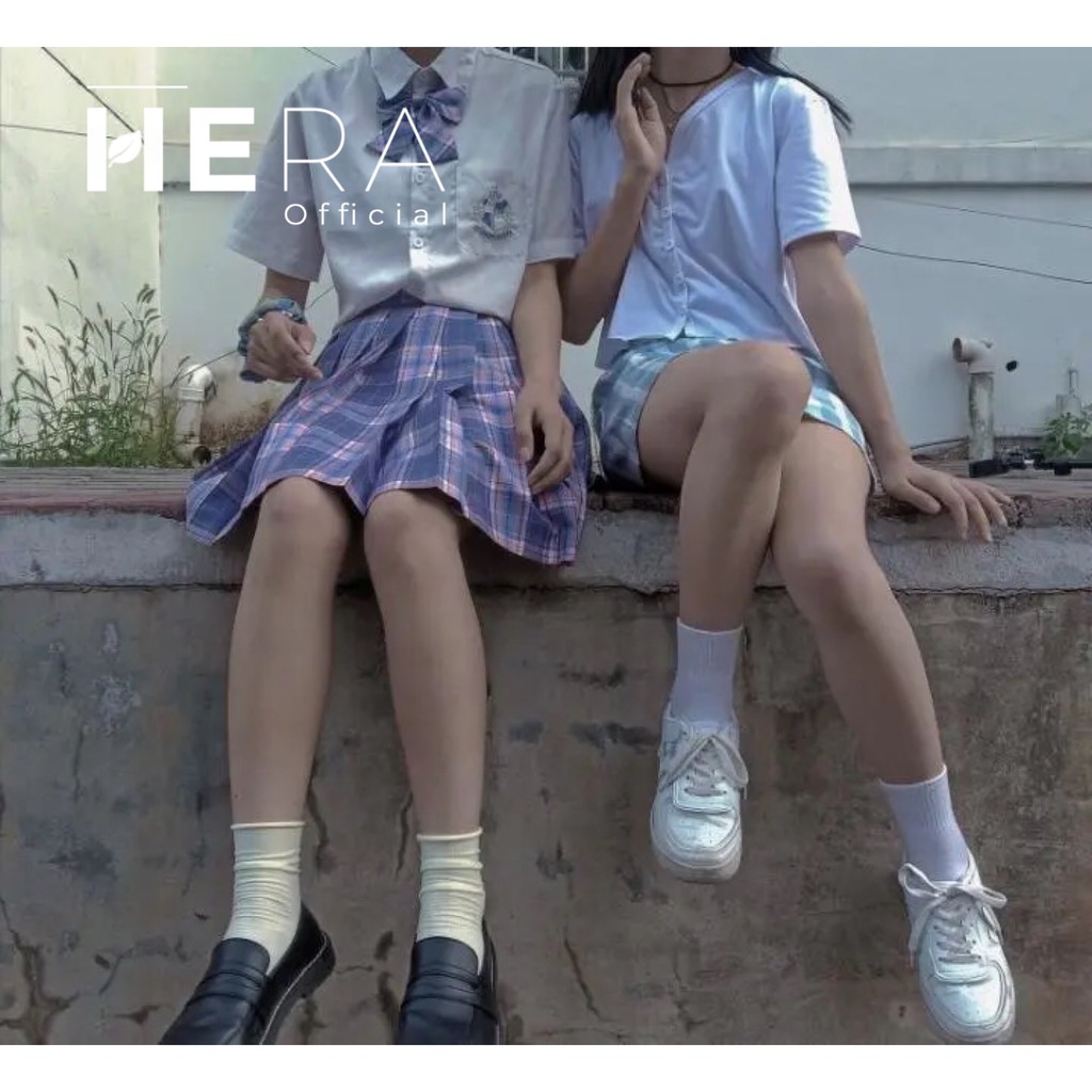 Chân váy chữ a ngắn lưng cao họa tiết sọc, caro, trơn. | BigBuy360 - bigbuy360.vn