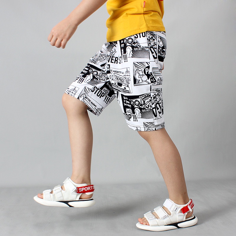 Quần bé trai size đại TrueKids, Quần short thun bé trai phối họa tiết chữ