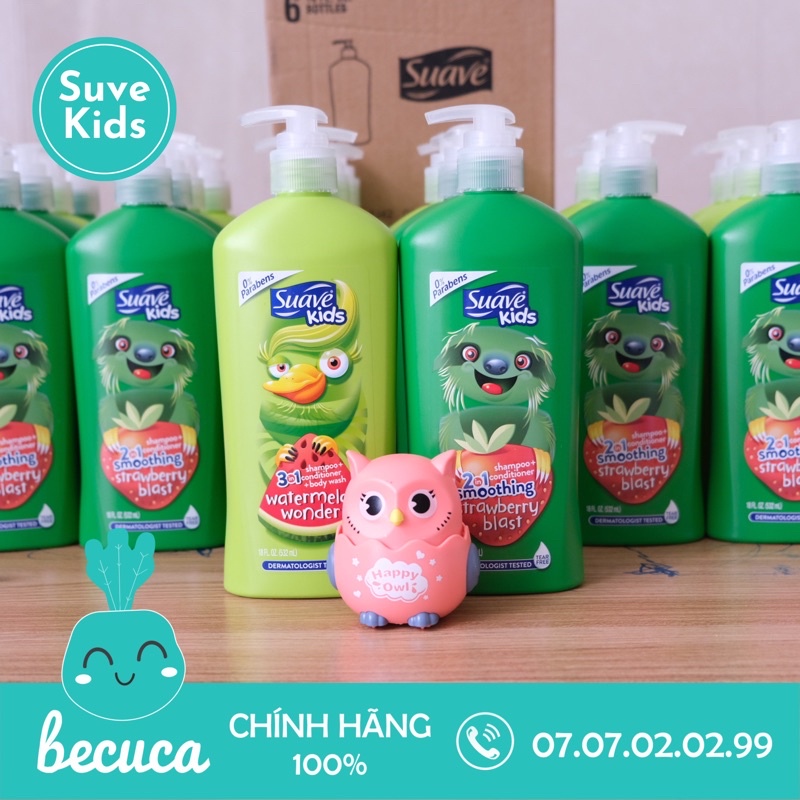 Sữa Tắm Gội Xả 3 In 1 Suave Kids 1.18L Với 2 Mùi Trái Cây