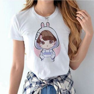 Áo thun trắng chibi Thỏ Jungkook
