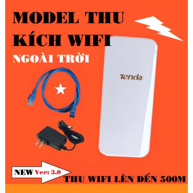Thiết bị thu kích wifi ngoài trời (V3.0 new 100%). 300-500m không vật cản