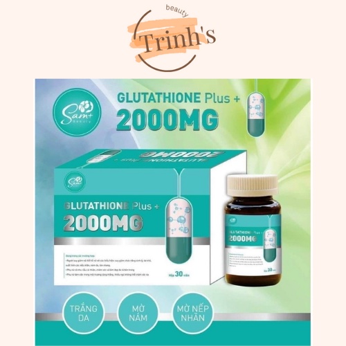 Viên uống trắng da GLUTATHIONE 2000 bổ sung collagen làm giảm nám mờ nhăn giúp da trắng sáng HỘP 30 viên- TRINHS.BEAUTY