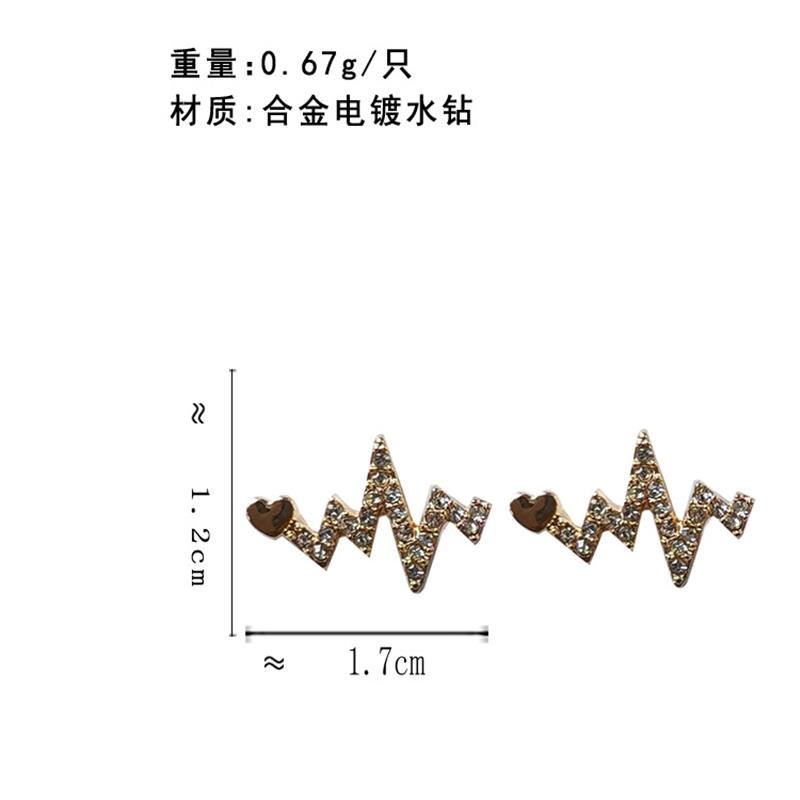 Bông tai điện tâm đồ cá nhân hóa bằng bạc S925, bông tai tình yêu nạm kim cương tuyệt đẹp, bông tai phù hợp với khí chất