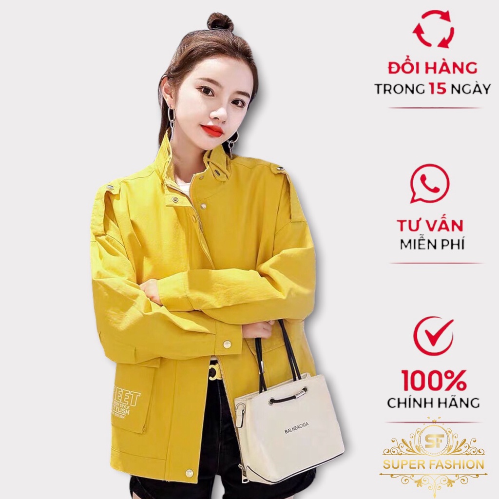 Áo Khoác Kaki Nữ Super Fashion Phối Túi Hộp THời Trang