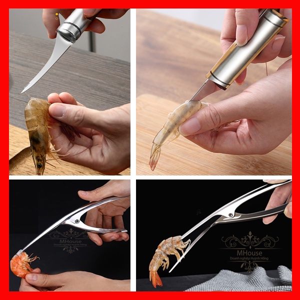 Kìm Kẹp Tôm Inox, Dụng Cụ Lấy Chỉ ,Kẹp Tách Vỏ Hải Sản Inox, Dao Cắt Thịt Rau Củ Quả