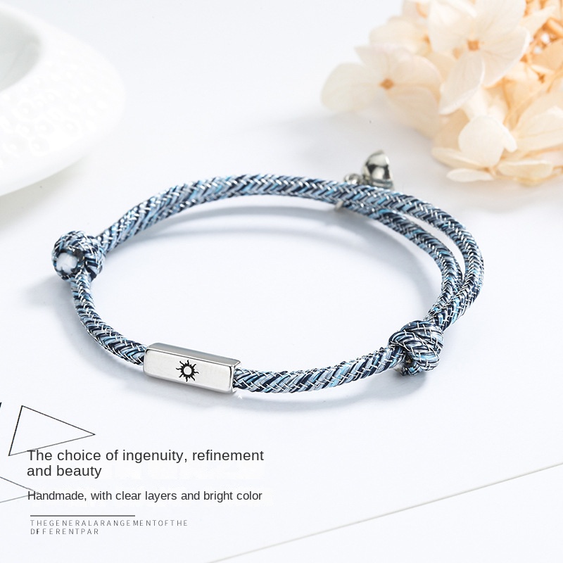 Vòng Đeo Tay Cặp Đôi Dệt Tay Mặt Trăng Mặt Trời Làm Quà Tặng Valentine