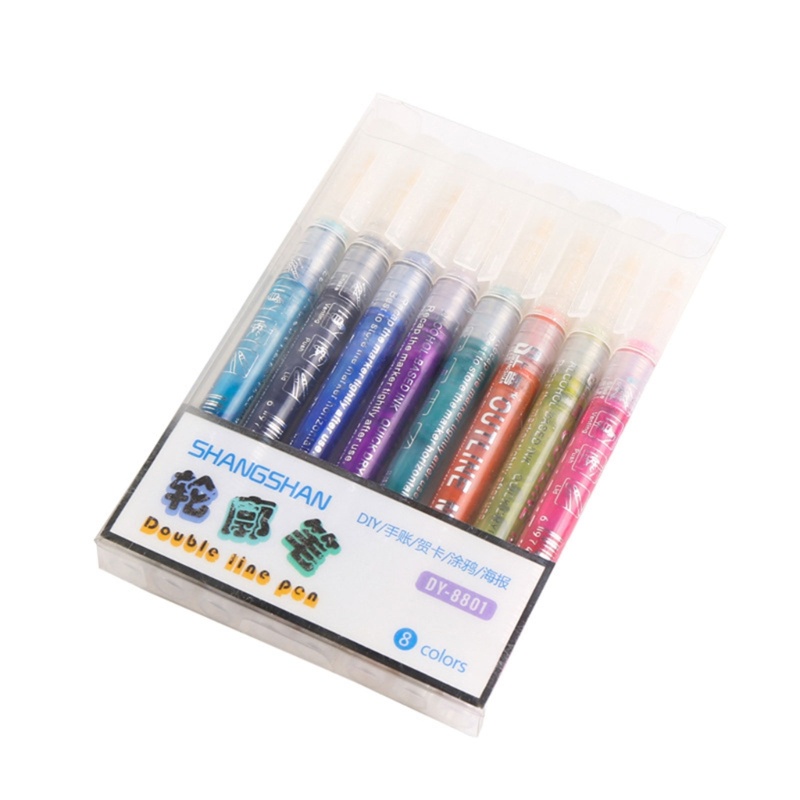 Set 8 / 12 Bút Đánh Dấu Hai Đầu Vẽ Phác Thảo Thẻ Trang Trí Nghệ Thuật