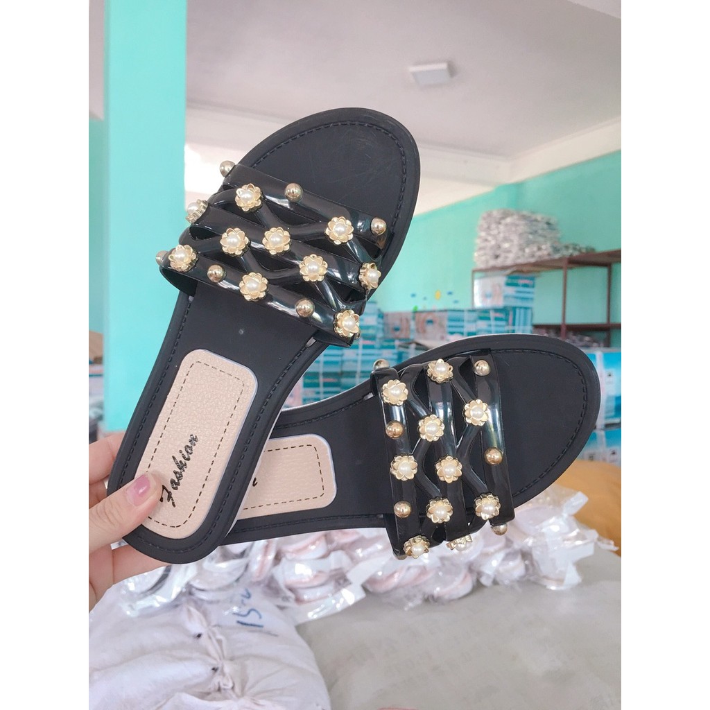 SALES SÔC FORM NHỎ Dép nhựa dẻo quai ngang hoa mai