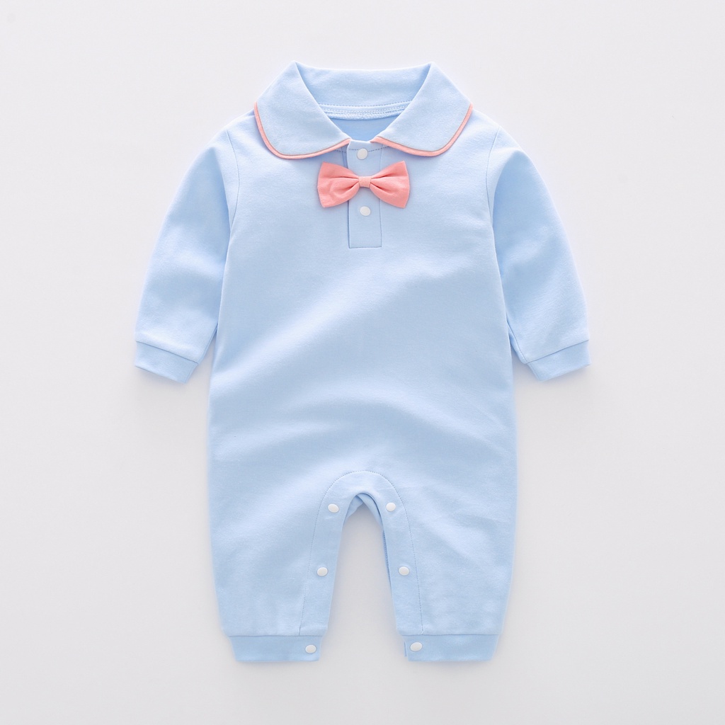 Bộ Áo Liền Quần Bằng Cotton Trơn Tay Dài Dành Cho Bé Trai 3 Tháng 1200