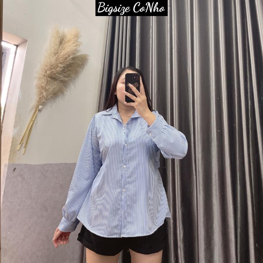 Áo sơ mi tay dài bigsize nữ kiểu khoét lưng kẻ sọc xinh SM4