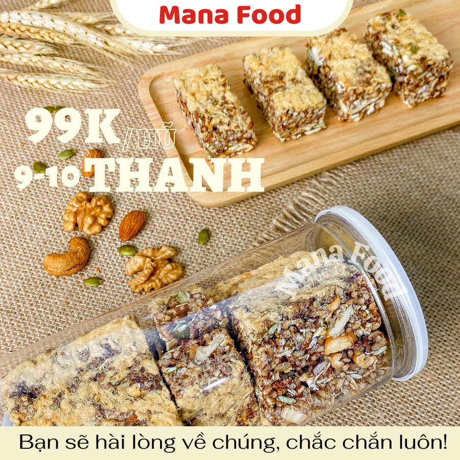 250G Thanh Gạo Lứt Ngũ Cốc Chà Bông Mana Food |  Bánh hạt dinh dưỡng - Ăn kiêng ngon miệng