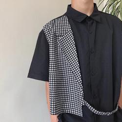 Áo Sơ Mi Ngắn Tay Giả Hai Lớp Họa Tiết Sọc Caro Thời Trang Xu Hướng Hàn Quốc Cho Nam