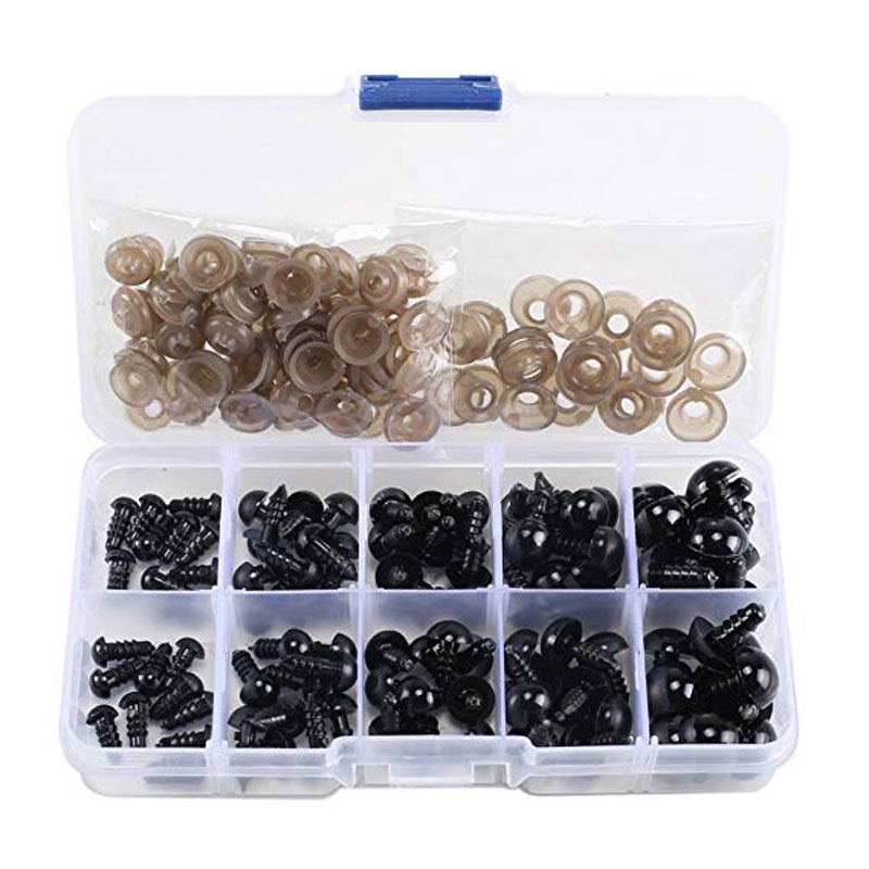 Set 100 Mắt Nhựa 6 - 12Mm Gắn Mắt Thú Nhồi Bông Đồ Chơi Diy