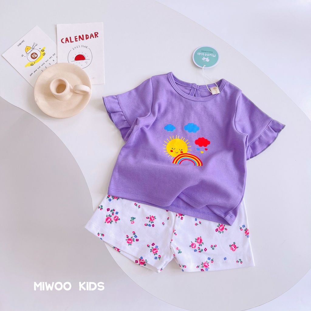 Đồ Bộ Tay Bèo Họa Tiết Kèm Quần Lưng Thun Bé Gái Size 1 - 5 Tuổi MINTSCLOSET Mint's Closet - DB8063