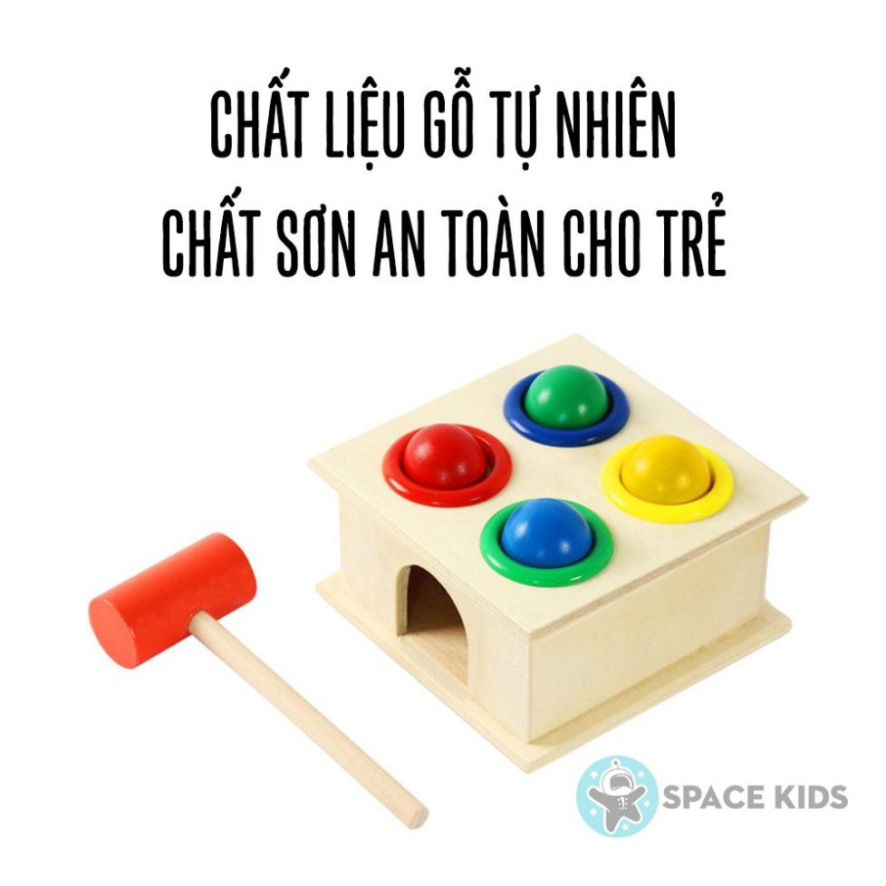 Đồ chơi gỗ cho bé Hộp đập bóng gỗ nhiều màu sắc kèm búa Space Kids