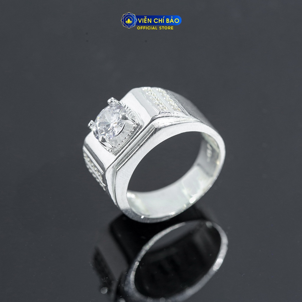 Nhẫn bạc nam đính đá trắng chất liệu bạc 925 thời trang thụ kiện trang sức Viễn Chí Bảo N300020