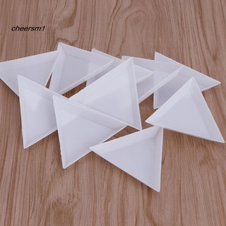 CHE♥10Pcs DIY Plastic Triangle Nail Rhinestones Beads Plate Art Sorting Tray Palette