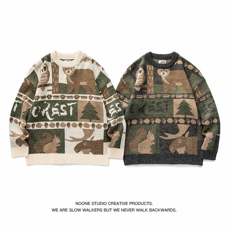 Áo Len Hình Gấu Vintage Nam Nữ 2 Màu