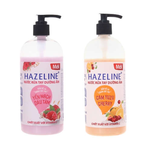 Nước rửa tay Hazeline Cam và Cherry/ Yến mạch dâu tằm chai 450ml