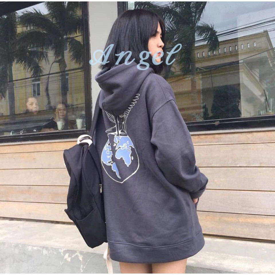 Áo Khoác Hoodie In Hình Angel Ulzzang Unisex Chất Nỉ Bông Cao Cấp Dáng Rộng Nam Nữ - MM