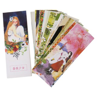 Set 30 bookmark bằng giấy làm dấu sách in hình cô gái hoạt hình độc đáo