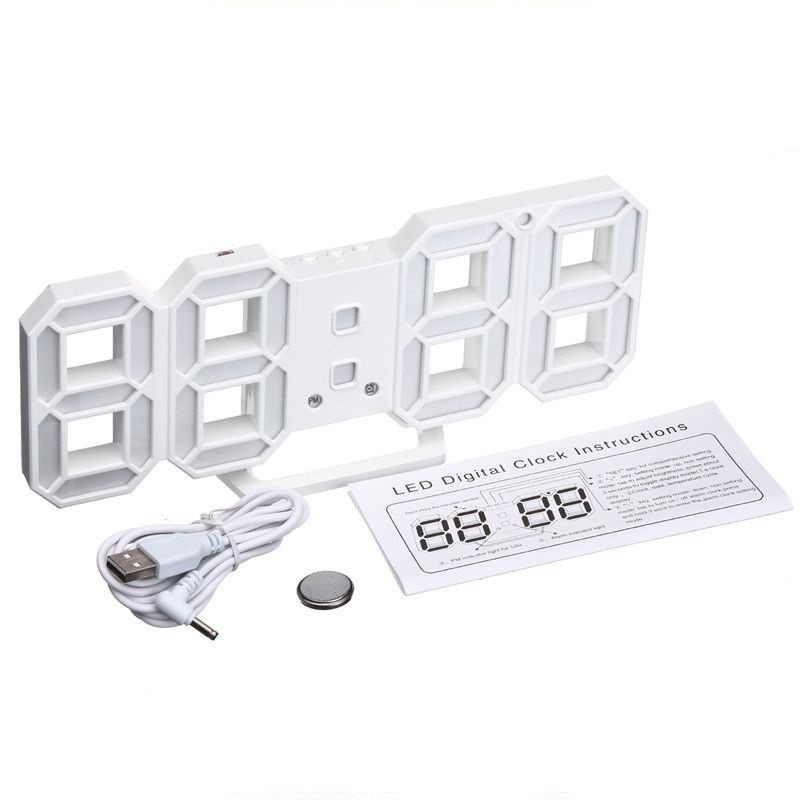 Đồng hồ LED 3D SMART CLOCK treo tường, để bàn &quot;bừng sáng không gian nhà bạn!&quot;...(LED TRẮNG) -dc3338