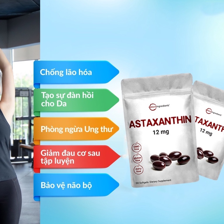 MICRO ASTAXANTHIN, VIÊN UỐNG CHỐNG LÃO HÓA, NGỪA TẾ BÀO UNG THƯ, PHÒNG NGỪA BỆNH TẬT 12MG - 90 VIÊN