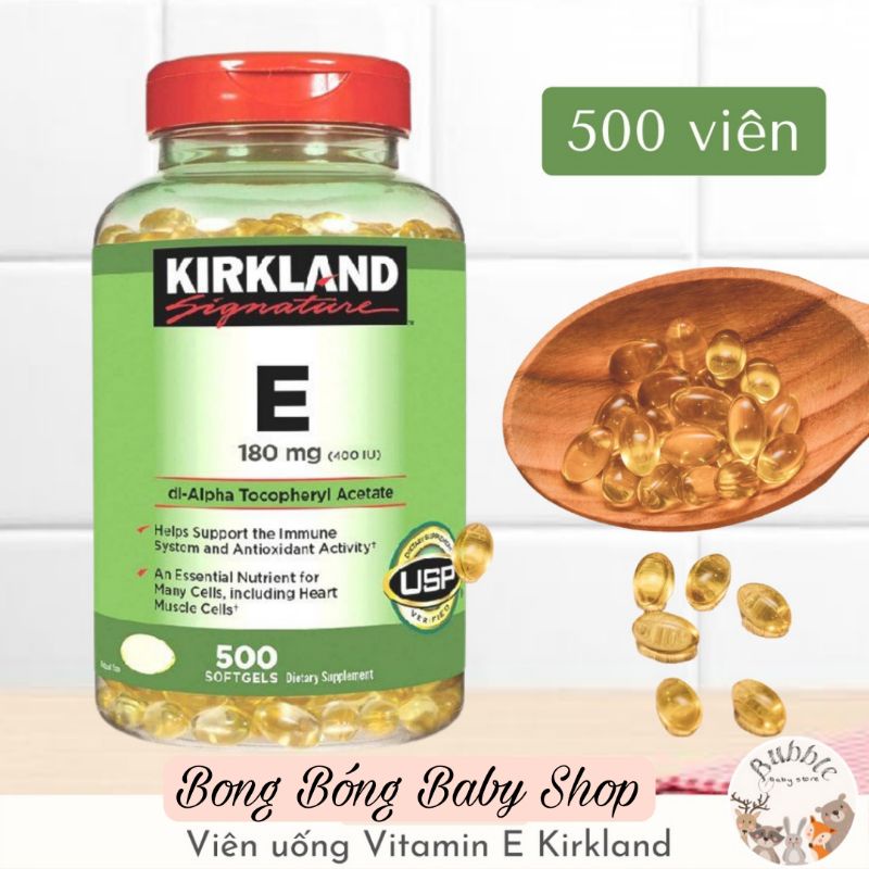 Viên uống Kirkland Vitamin E 180mg 500 viên date 2025
