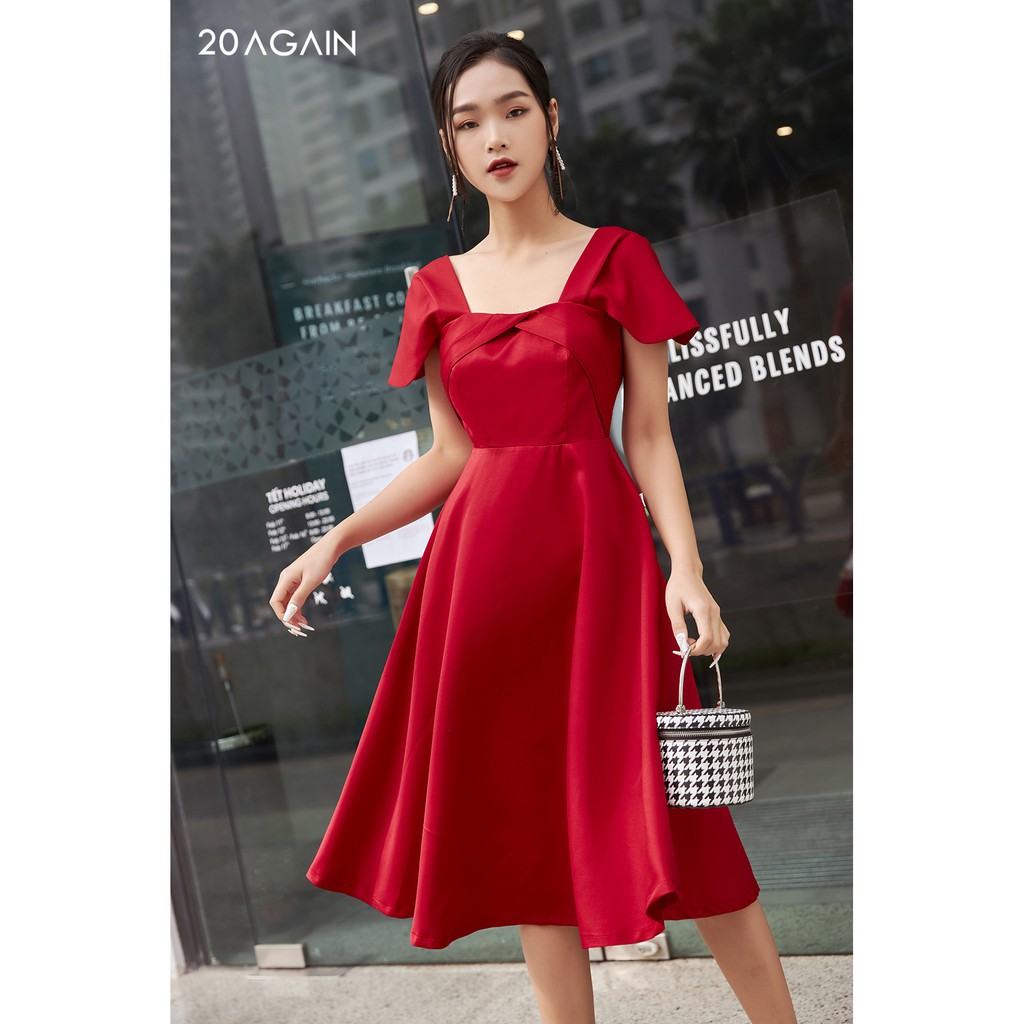 Đầm Xòe Xoắn Nơ Ngực 20AGAIN DEA1203 | BigBuy360 - bigbuy360.vn