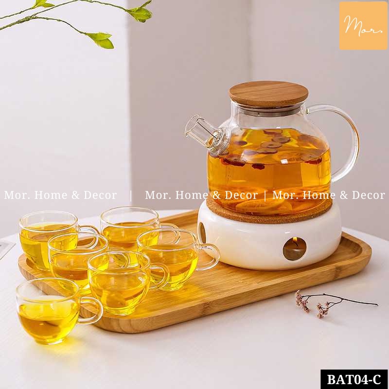 Bộ ấm trà thủy tinh chịu nhiệt - 1000ml - BAT04-C