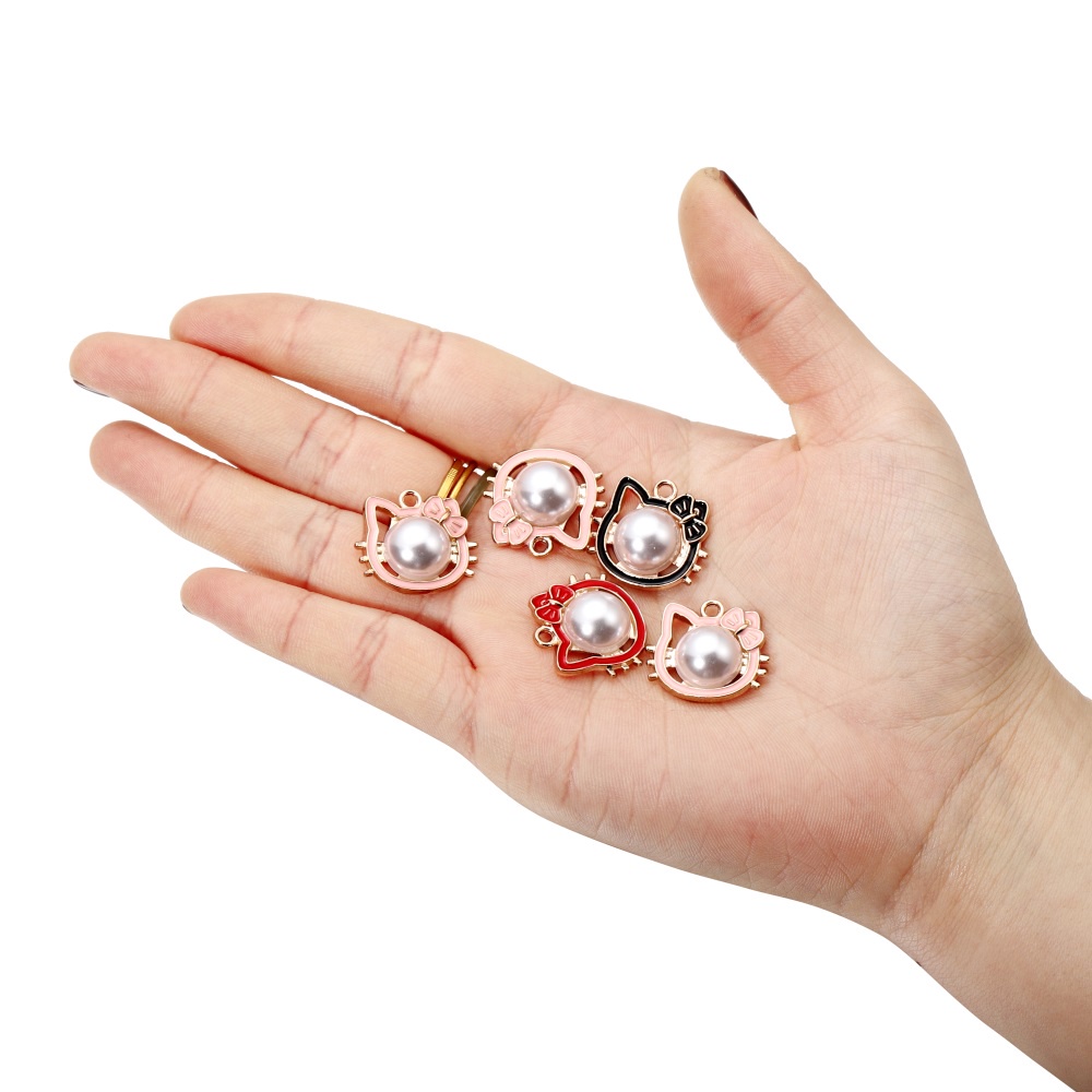 5 Mặt vòng cổ St.kunkka phối hình mặt mèo đính ngọc trai tùy chọn màu sắc DIY