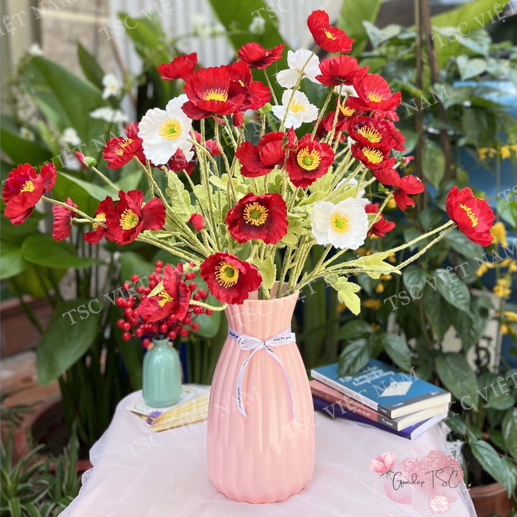 Bình bông decor trang trí để bàn đẹp - Lọ hoa gốm sứ Bát Tràng men mát dáng bom