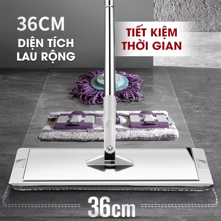 Chổi lau nhà thông minh inox cao cấp, Cây lau nhà đa năng - CÂY LAU NHÀ CHẾ ĐỘ TỰ VẮT