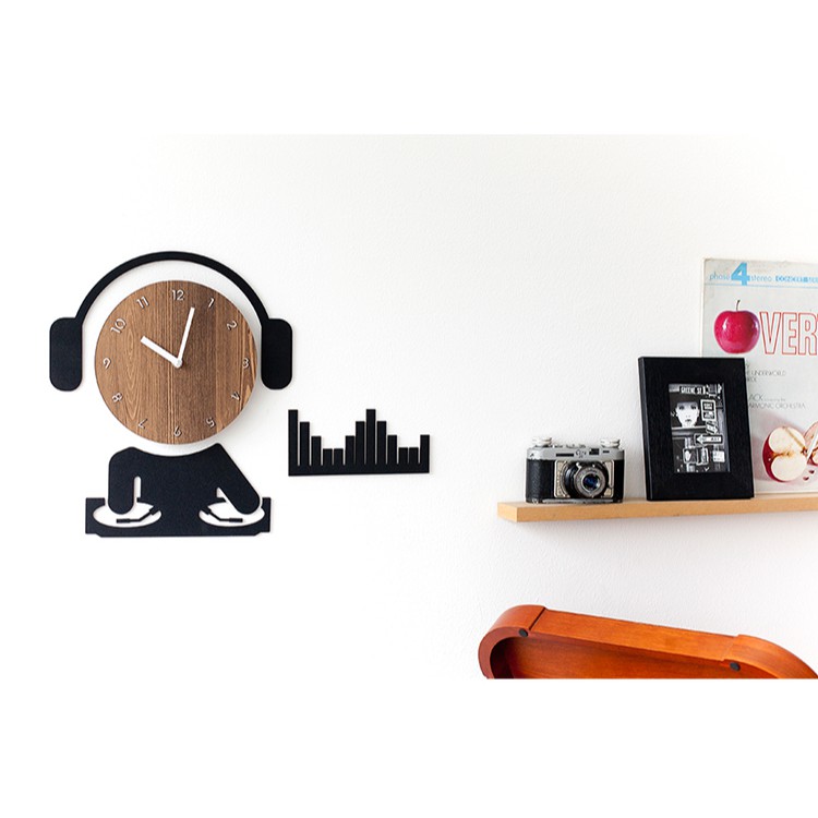 [Design by Moro Hàn Quốc] Đồng hồ treo tường, đồng hồ trang trí, decor trang trí nhà cửa hình DJ - Music wall clock