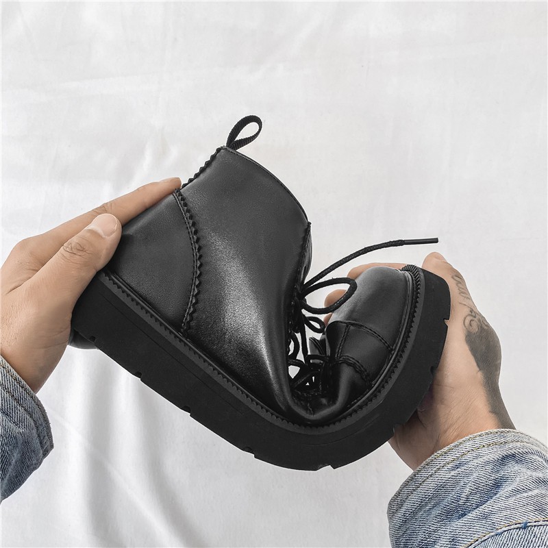 [ HÀNG ORDER ] [Da Xịn Không Nhăn] Giày Martin boots phong cách Harajuku của Nhật (đế cao 3cm.)
