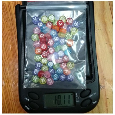 5-10-25gam Hạt tròn trong nhiều màu in chữ trắng 4x7mm