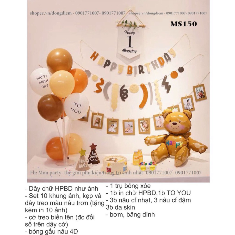 (freeship) Bóng bay sinh nhật giá rẻ, set bóng sinh nhật đầy đủ phụ kiện, trang trí sinh nhật hàn quốc