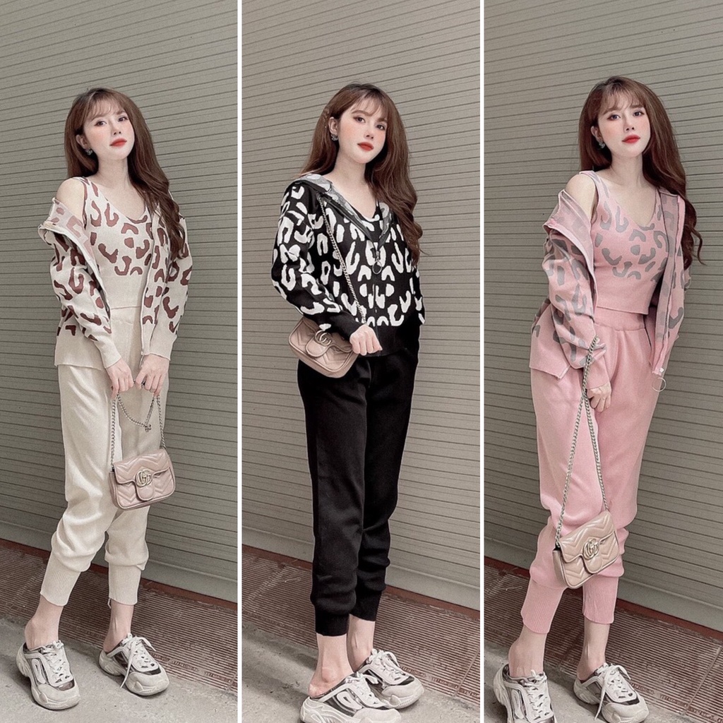 Set len bộ 3 chi tiết họa tiết báo cá tính
