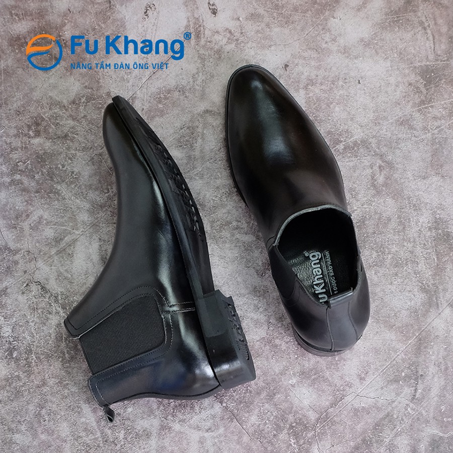 Giày chelsea boot da bò thật cao cấp hàng hiệu Fu Khang 2 màu Đen Nâu - FK00111