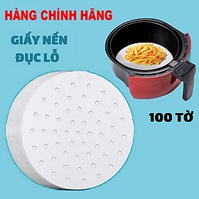 Set 100 Giấy nến nướng bánh đục lỗ tròn thấm dầu chống dính cho nồi chiên không dầu