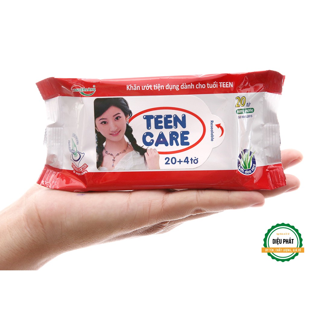 ⚡️ Khăn Ướt Teen Care Đỏ Hương Dịu Nhẹ Gói 20 Miếng (Tặng Thêm 4 Miếng)