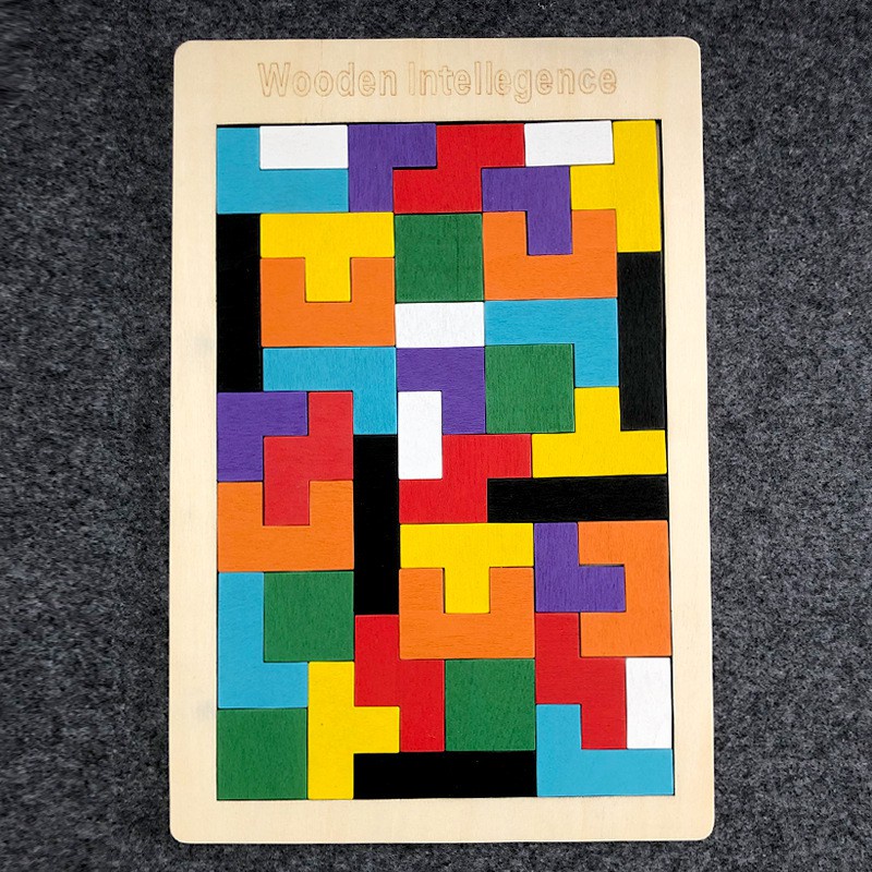 Đồ chơi gỗ thông minh Guty Kids Bảng ghép hình gỗ trí tuệ Tetris Montessori thông minh cho bé, chất liệu gỗ tự nhiên