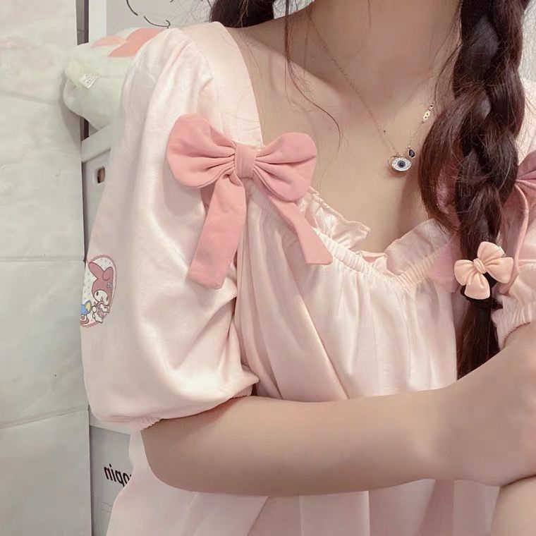 Đầm Ngủ Tay Ngắn In Họa Tiết Hoạt Hình Dễ Thương Thời Trang Mùa Hè Cho Nữ 2022