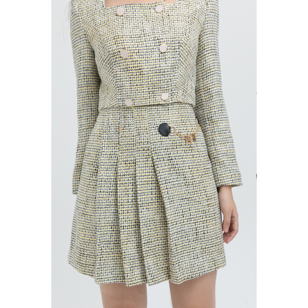 [NHẬP WABRTL5 GIẢM 10% TỐI ĐA 50K ĐH 250K ]Áo khoác nữ Tweed họa tiết kẻ IVY moda MS 67C5763