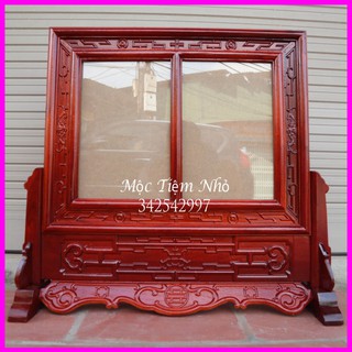 Khung ảnh thờ đôi,khung hình thờ kép 2 ảnh gỗ hương