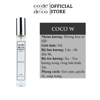 Tinh Dầu Nước Hoa Code Deco Coco W Mademoiselle EDP 10ml, Thanh Lịch, Quý Phái