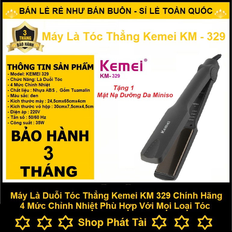 MÁY LÀ TÓC CAO CẤP 4 MỨC CHỈNH NHIỆT KEMEI 329 - Máy là tóc uốn xoăn 2in1 Cao Cấp - Phân Phối Chính Hãng ( Có Quà Tặng )