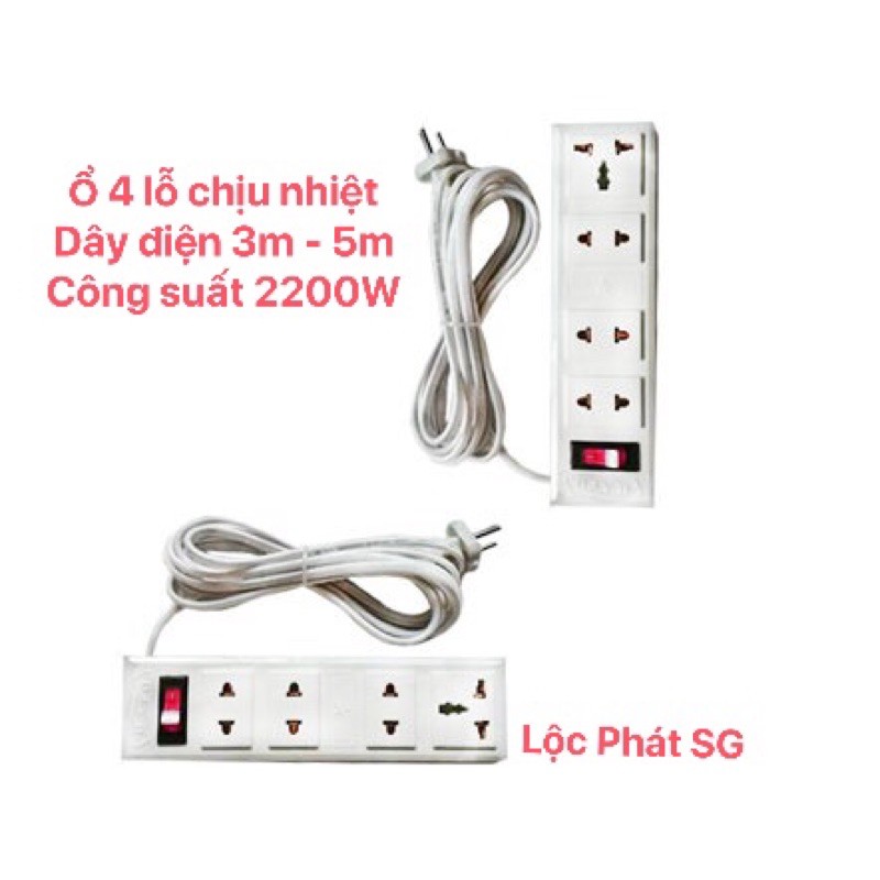 Ổ CẮM ĐIỆN 4 LỖ CHỊU NHIỆT (10A-220V)