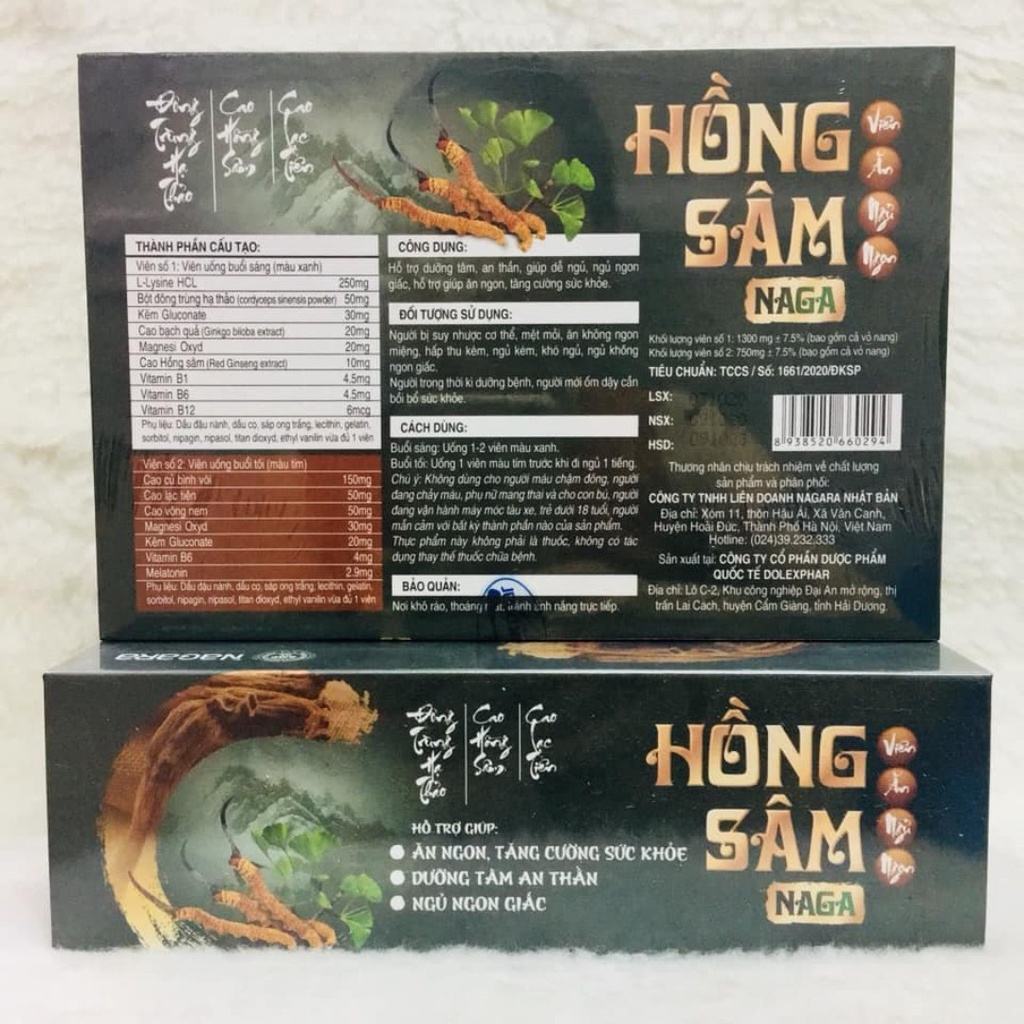 Hoạt huyết dưỡng não, viên uống bổ não, giúp ăn ngon, ngủ ngon, Hồng sâm NAGA