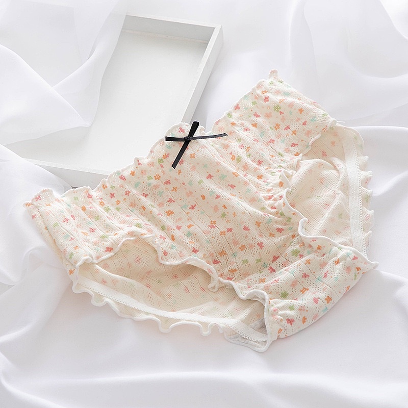 Quần lót cotton thông hơi cao cấp bánh bèo dễ thương hoa nhí